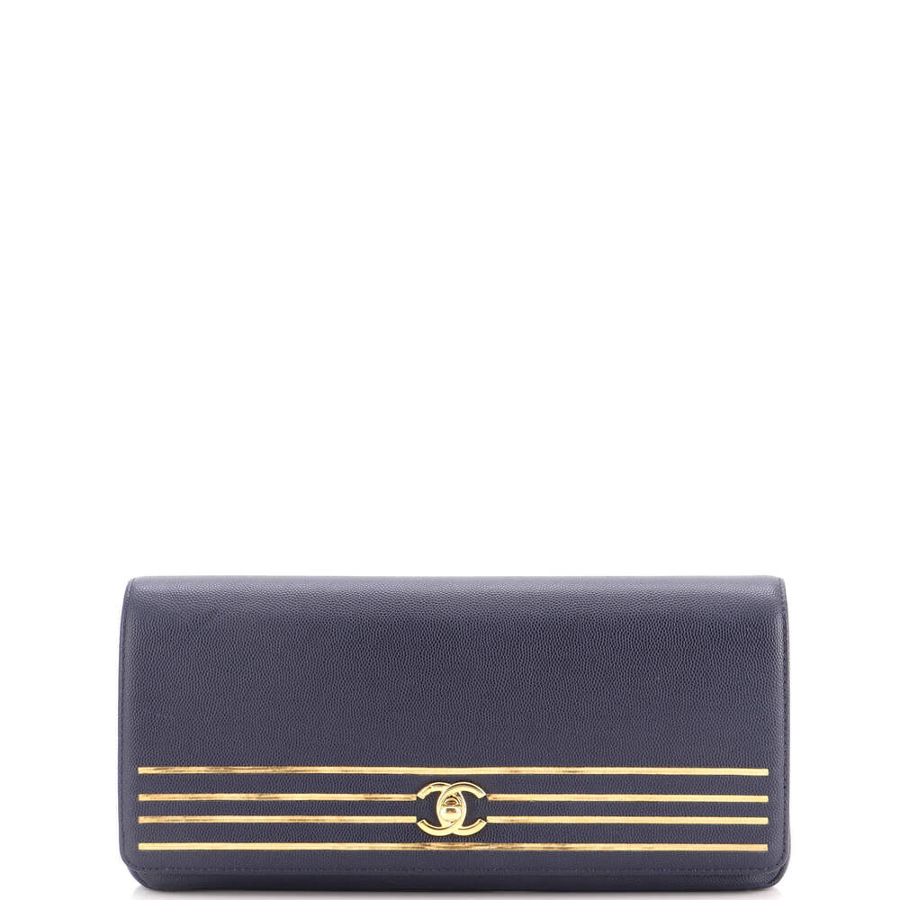 Chanel Captain Gold Clutch Embroidered Caviar